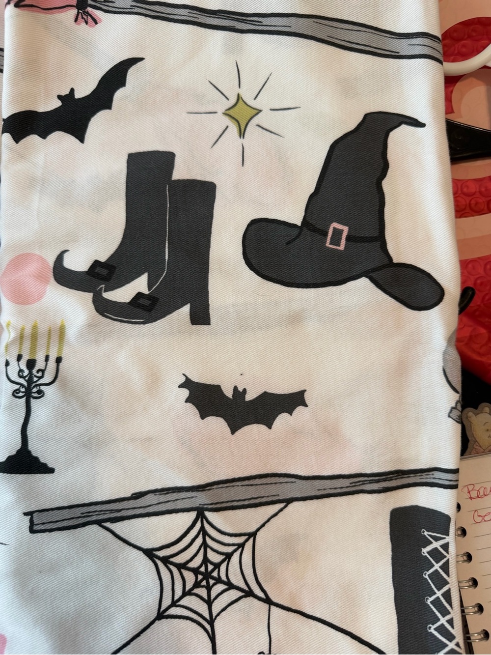 Martha Stewart White Halloween Witch Print Dress with Black Hats & Boots